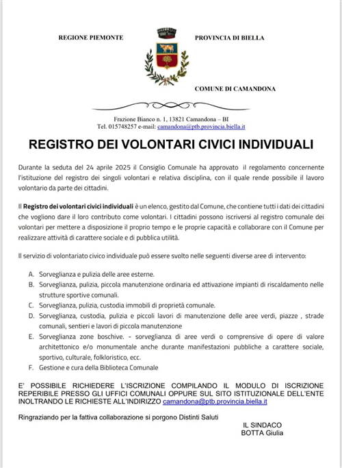 Albo dei Volontari Comunali
